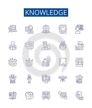 Knowledge line icons signs set. Design collection of Understand, Learn, Wisdom, Realize, Insight, Cognition, Master