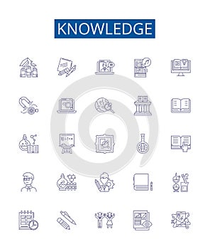 Knowledge line icons signs set. Design collection of Understand, Learn, Wisdom, Realize, Insight, Cognition, Master