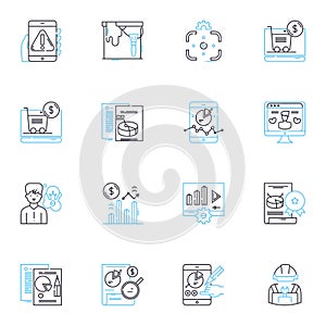 Knowledge management linear icons set. Collaboration, Innovation, Training, Learning, Transfer, Sharing, Retention line