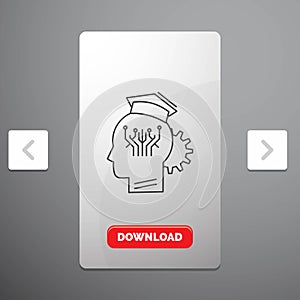 knowledge, management, sharing, smart, technology Line Icon in Carousal Pagination Slider Design & Red Download Button