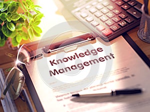 Knowledge Management - Text on Clipboard. 3D.