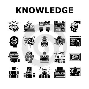 Knowledge And Mind Intelligence Icons Set Vector