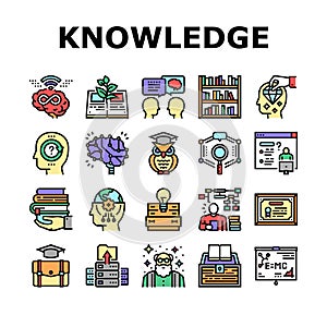 Knowledge And Mind Intelligence Icons Set Vector