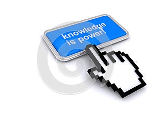 Knowledge is power button on white