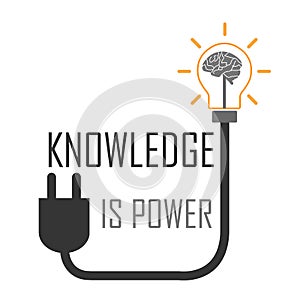 Knowledge is power. An old proverb to motivate people- graphic showing the brain in a lightbulb photo
