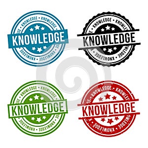 Knowledge Round Stamp Collection. Eps10 Vector Badge