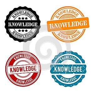 Knowledge Round Stamp Collection. Eps10 Vector Badge