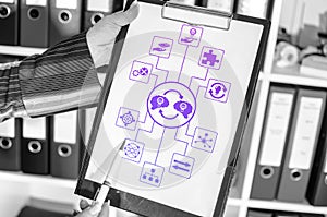 Knowledge sharing concept on a clipboard