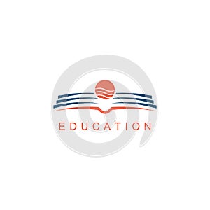 knowledge symbol. open book and sun. template logo design. Education logo template, book sun design vector.