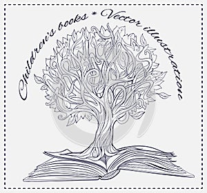 Knowledge tree growing out of a book