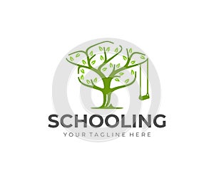 Knowledge tree logo design. Bachelor hat and tree vector design