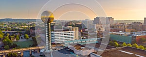 Knoxville City Skyline with the famous Sun Sphere displayed prom