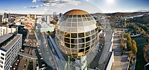 Knoxville, Tennessee Closeup Sunsphere Flyby