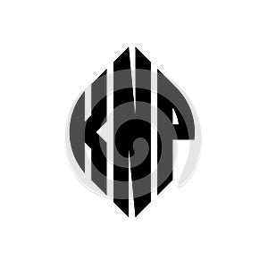 KNP circle letter logo design with circle and ellipse shape. KNP ellipse letters with typographic style. The three initials form a