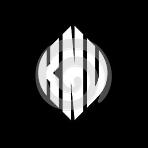 KNU circle letter logo design with circle and ellipse shape. KNU ellipse letters with typographic style. The three initials form a