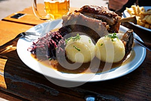 Knuckle of pork in a beer garden