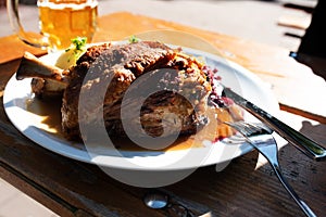 Knuckle of pork in a beer garden