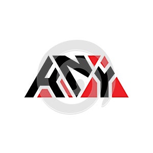 KNY triangle letter logo design with triangle shape. KNY triangle logo design monogram. KNY triangle vector logo template with red