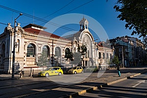 Knyaginya Maria Louise Boulevard and Central Sofia Market building. Sofia, Bulgaria