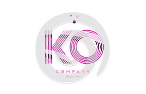 ko k o alphabet letter logo pink purple line icon template vector