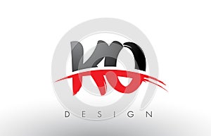 KO K O Brush Logo Letters with Red and Black Swoosh Brush Front
