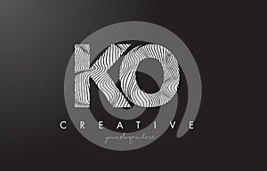 KO K O Letter Logo with Zebra Lines Texture Design Vector.