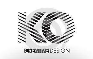 KO K O Lines Letter Design with Creative Elegant Zebra