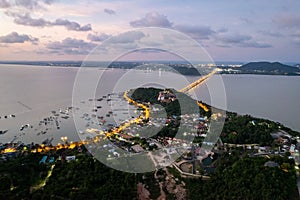 Ko Yo island at night in Songkhla Province, Thailand