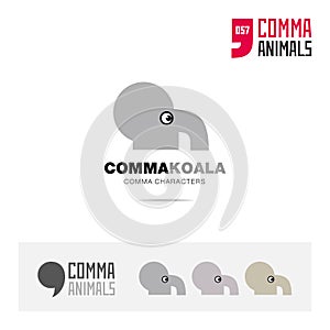 Koala animal concept icon set and modern brand identity logo template and app symbol based on comma sign