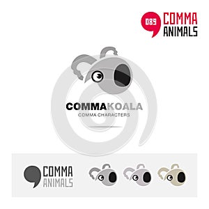 Koala animal concept icon set and modern brand identity logo template and app symbol based on comma sign