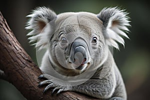 Koala bear on a tree branch in Australia. Animal in natural habitat. generative ai