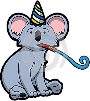 Koala Birthday Party Cartoon Color Illustration