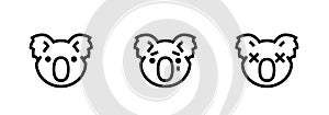 Koala, Crying Koala, Died Koala vector icon. Editable line