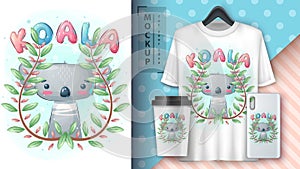 Koala in forest poster and merchandising