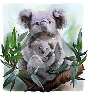 Koala and her baby