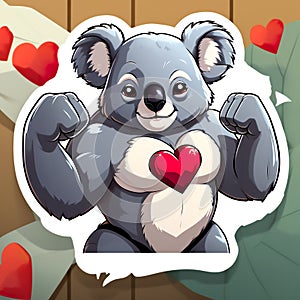 a koala holding a heart with the words stay strong muscles