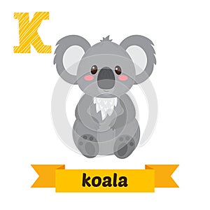 Koala. K letter. Cute children animal alphabet in . Funny