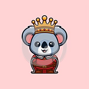 Koala King Cute Creative Kawaii Cartoon Mascot Logo