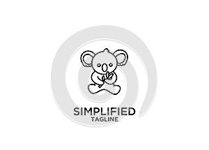Koala line bear set black gold color outline line set silhouette logo icon designs vector