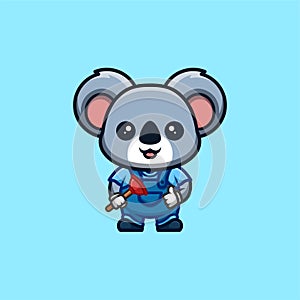 Koala Plumber Cute Creative Kawaii Cartoon Mascot Logo