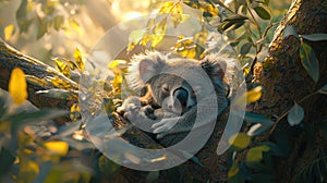 Koala Sleeping in Sunlight