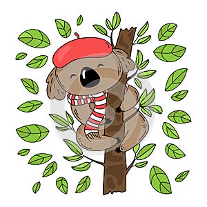 KOALA TREE Australian Forest Bear Vector Illustration Set