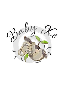 Koala vector illustration.Little Baby Ko cartoon.