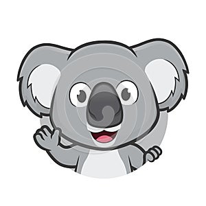 Koala waving in round frame