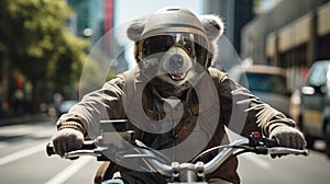 Koala on Wheels: A Cool Koala Cruising on an Electric Motorcycle