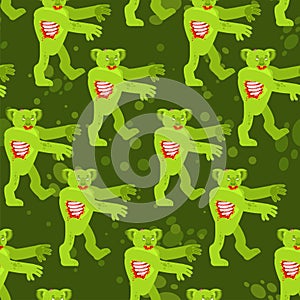 Koala zombie pattern seamless. koala bear zombi background. Vector texture