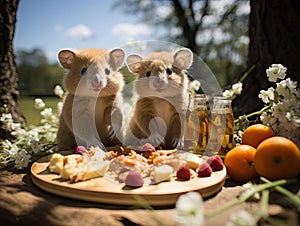 Koalas having picnic under tree