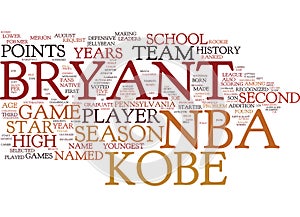 Kobe Bryant Nba Superstar Word Cloud Concept photo