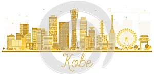 Kobe Japan City skyline golden silhouette.