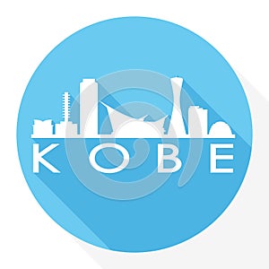 Kobe Japan Round Icon Vector Art Flat Shadow Design Skyline City Silhouette Template Logo